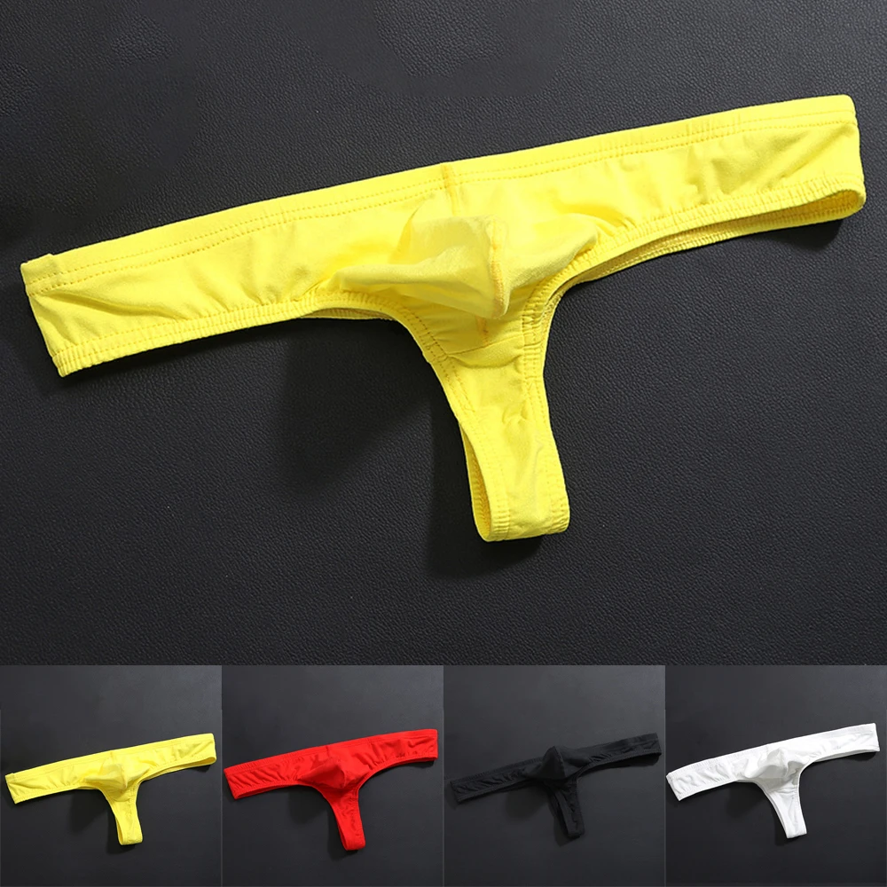 New Men\'s Sexy Pure Cotton Breathable Thong Underwear Low Waist Elastic G-String T-Back Briefs Pouch Bulge Male Thongs Panties