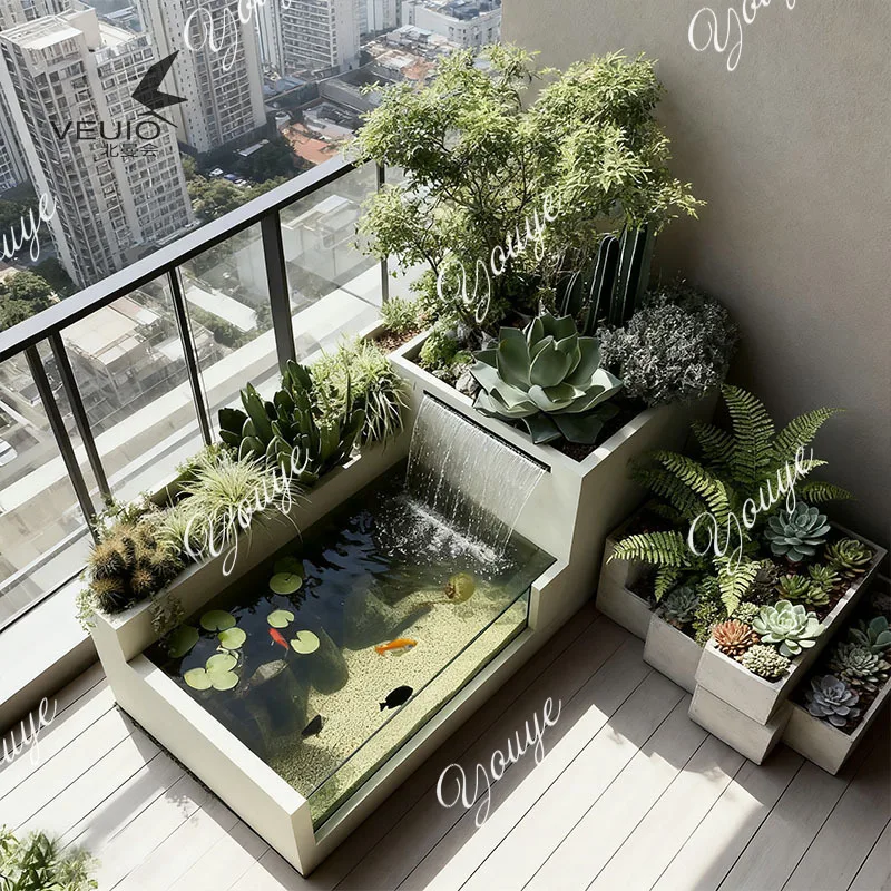 Stainless steel circulating water fish pond flower box courtyard outdoor balcony garden water feature ecological swamp filter