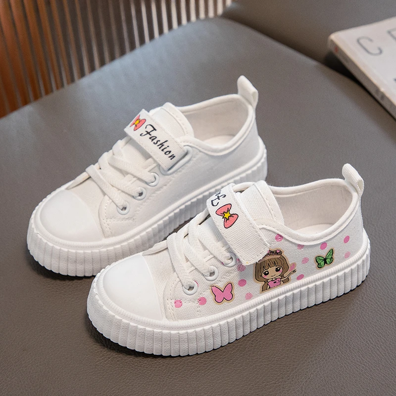 Zapatillas Cartoon Kid Sneakers Autumn Boy Girl Canvas Shoe Flat Casual Shoe Soft Bottom Skate Girl Shoe Kid  Zapatos Niña