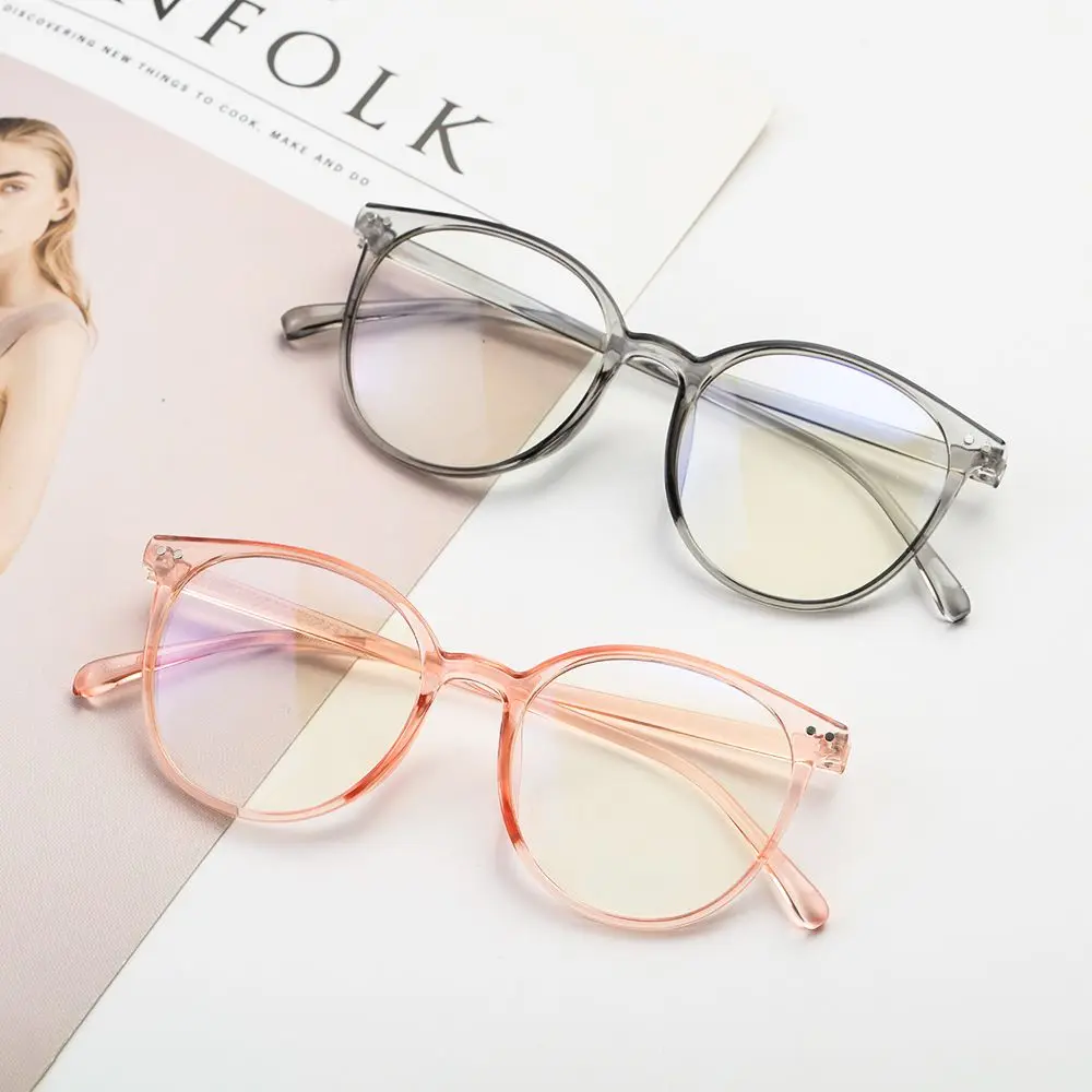 Vintage Round Frame Clear Lens Blue Light Blocking Glasses Anti Blue Light Glasses Anti Radiation Office Computer Goggles