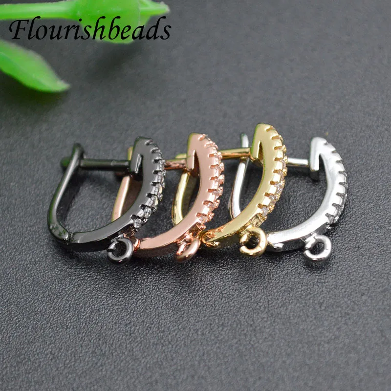 High Quality Metal Copper  CZ Paved Various Colors Earring Hooks DIY for Jewelry Making Supplier 30pcs/lot