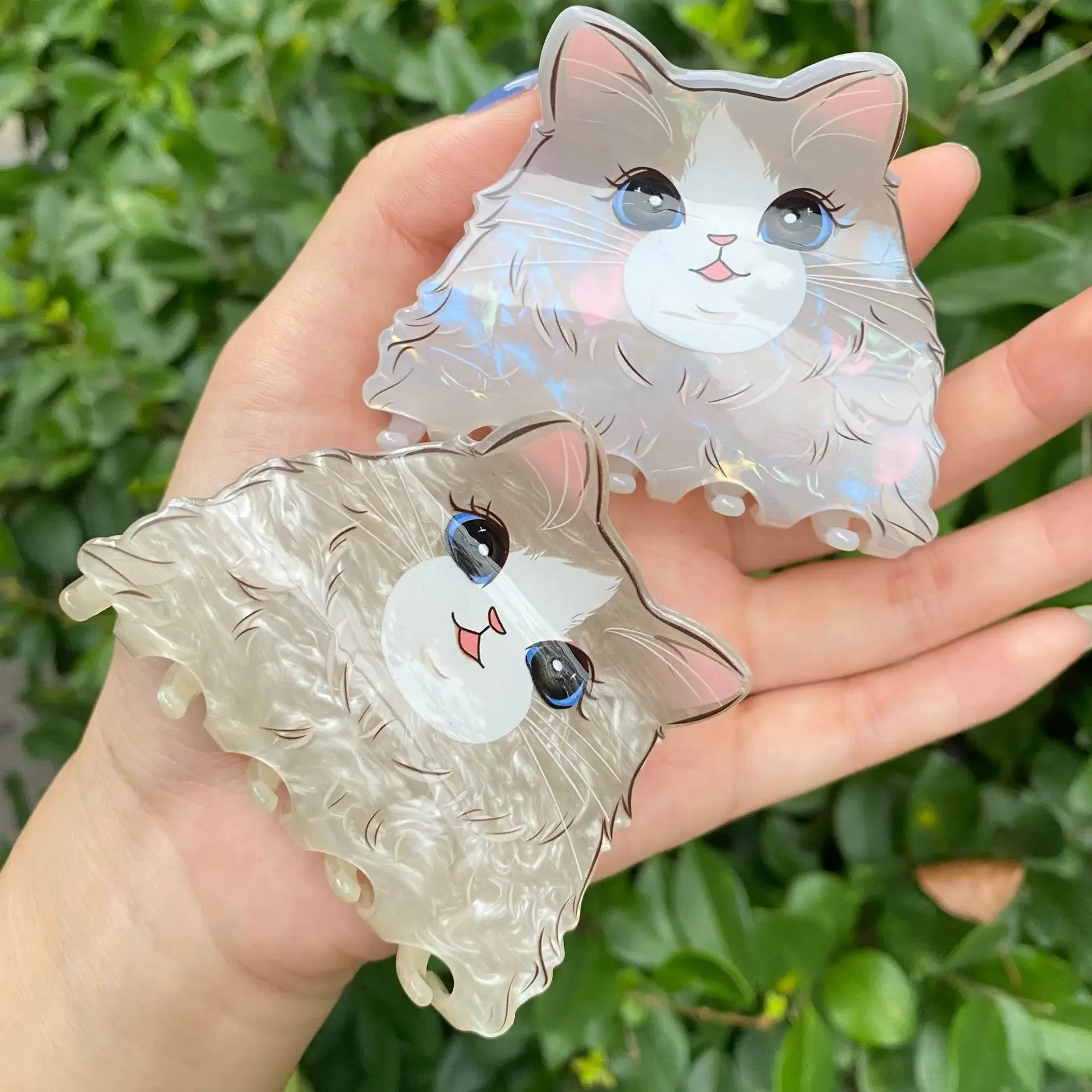 

DS Creative Big Eyed Cat Hair Claw Acrylic Claw Clips Cute Cartoon Animal Cat Crab Hair Clips for Women Girls Hair Accessories