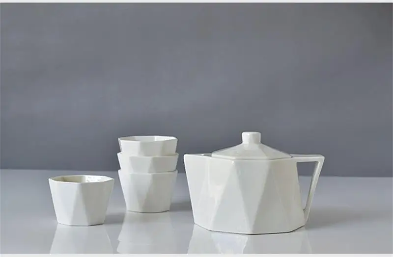 5pcs/set, Fine Bone China Coffee Pot, Rock and Diamend Designe, Fashion Kungfu Cute Tea Set, Gongfu Modern Set