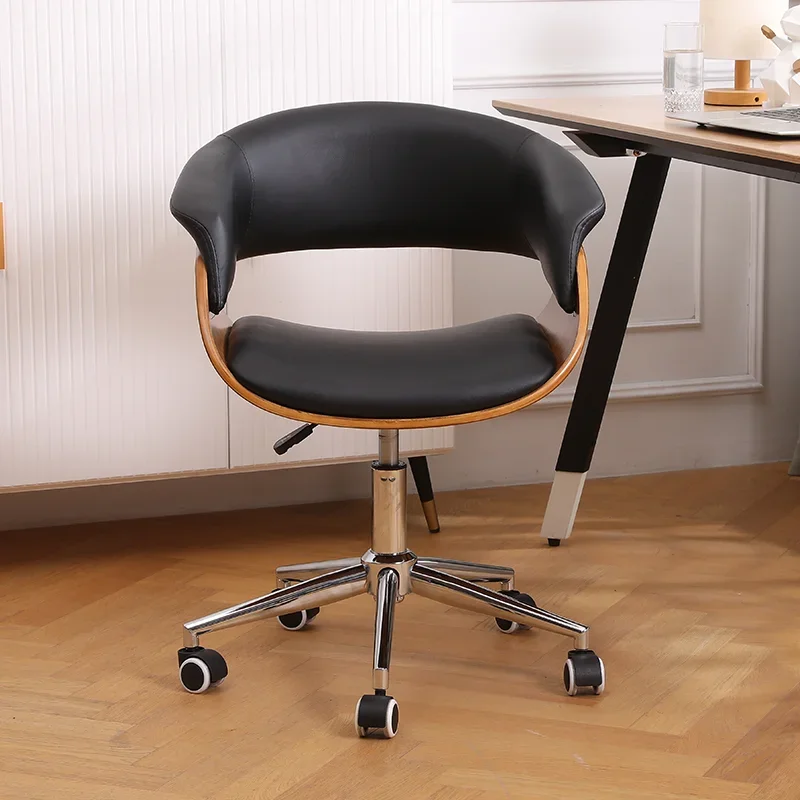 Simple Sedentary Swivel Chairs Lift Small Home Computer Chair Home Comfort Solid Wood Small Study Chair