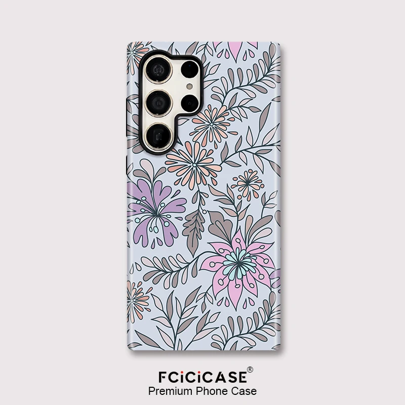 Fcicicase S25 S26 Ultra Matte Dual Layer Phone Case For Samsung Galaxy S23 Plus A36 A56 S24 S20 FE A26 Florals Print Back Cover