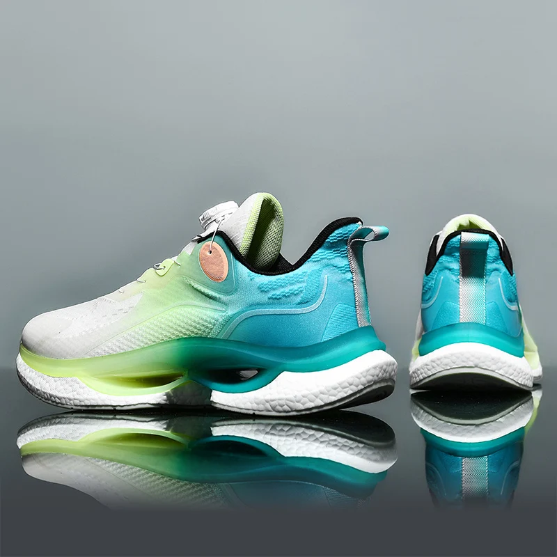 Chaussures de course coordonnantes à coussin d\'air pour hommes et femmes, baskets de sport légères, respirantes, confortables, athlétiques, plaque