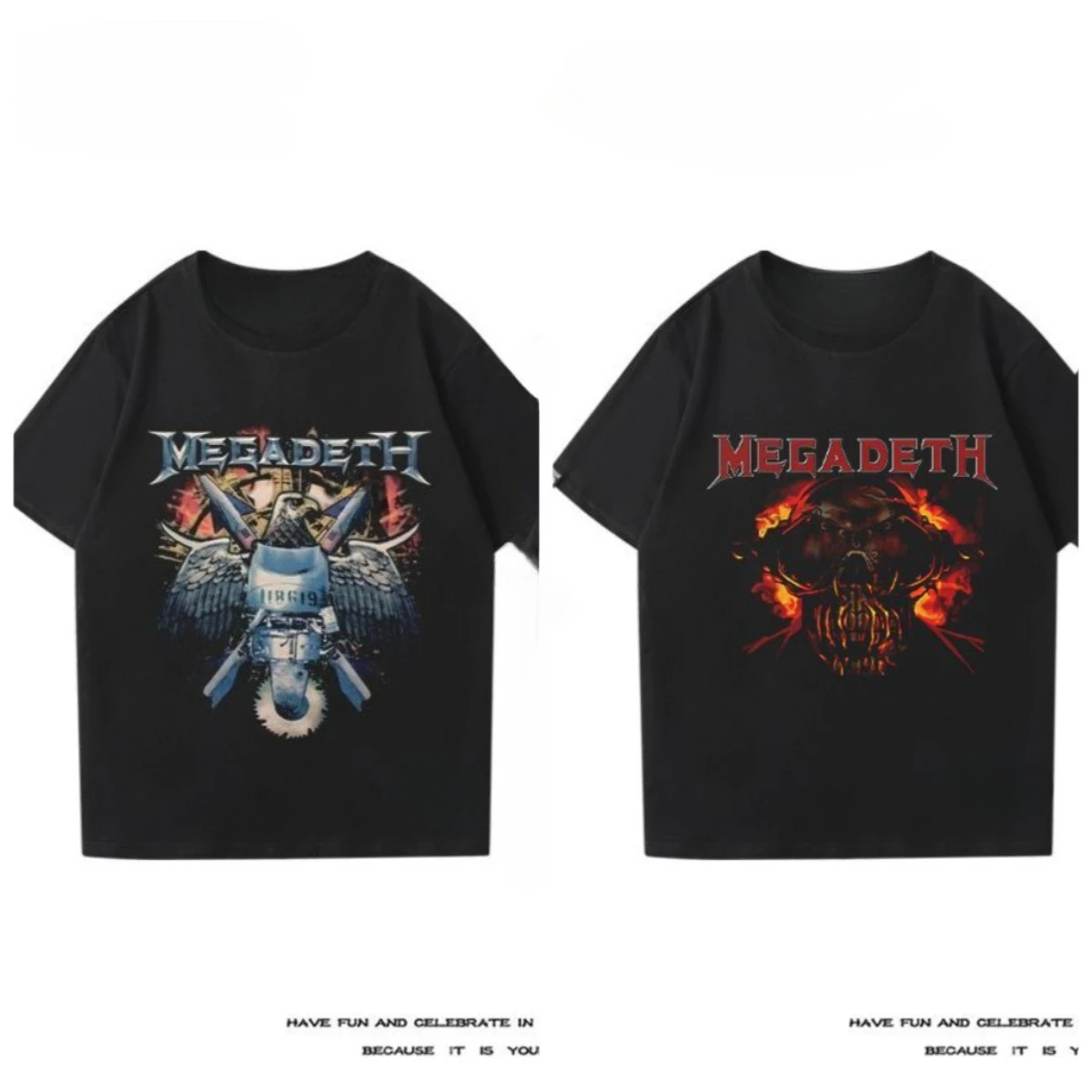 

Youdaoplaceholder0 Metal BAND Short Sleeves for Men and Women Summer New Street Rock Trend Print Half Sleeves