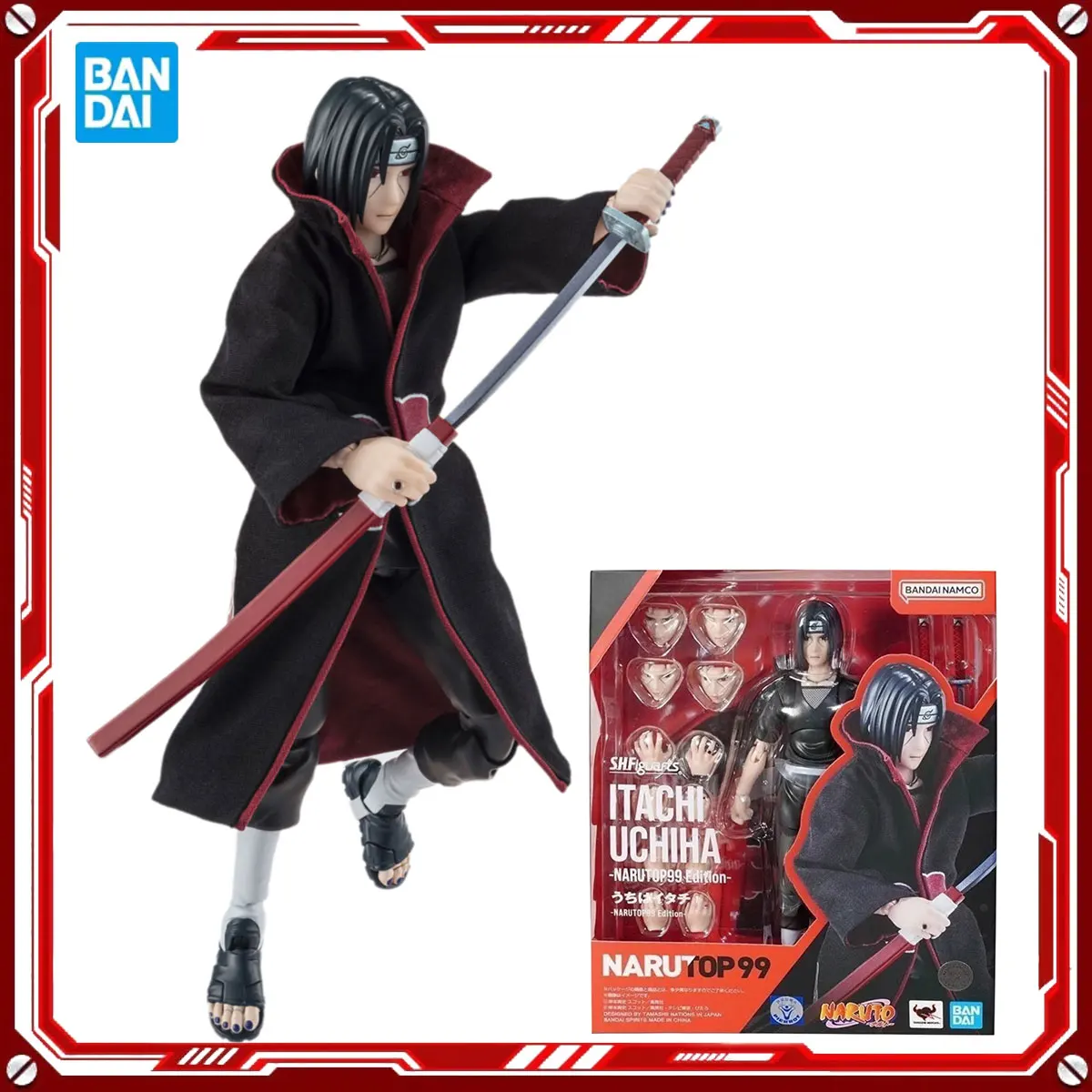 

Bandai Genuine Naruto Anime Model Kits Uchiha Itachi NarutoP99 Toys SHF Action Figure Assembly Model Gift Kids Christmas present