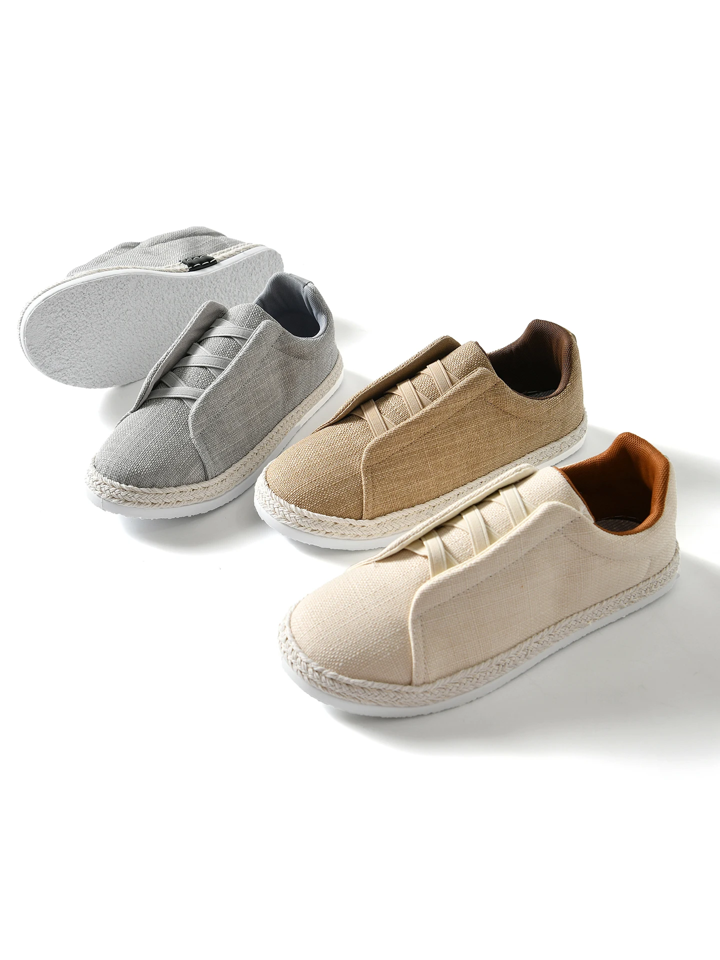 Men's Casual Slip-On Shoes Linen Upgraded Version Breathable Low Cut Flat Bottom Comfortable Spring Summer Fashion Sneakers