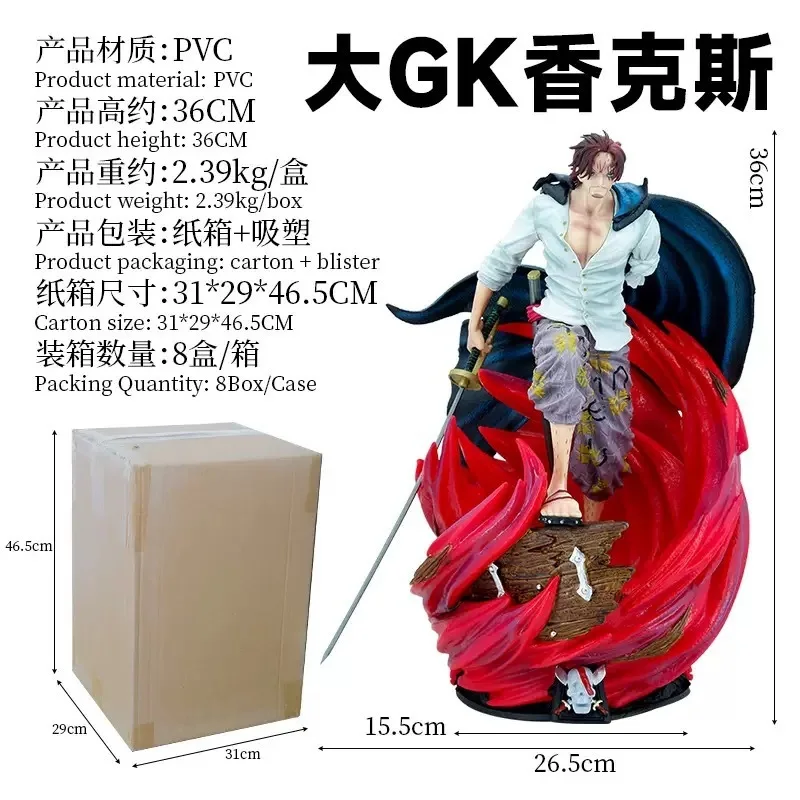 

One Piece Shanks Gk Figure Large Size Four Emperors Battle Standing Pose Boxed Collectible Model Statue For Anime Fans