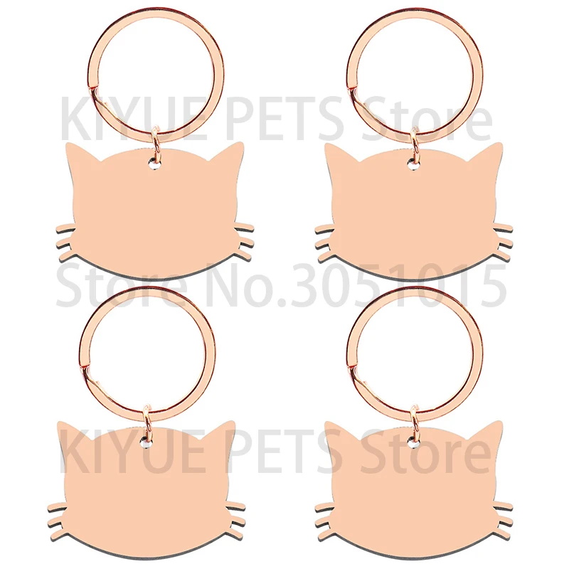 10Pcs Customizable Cute Pet Stainless Steel Tag Key Ring Pendant Charm Anti-Lost Collar Accessories