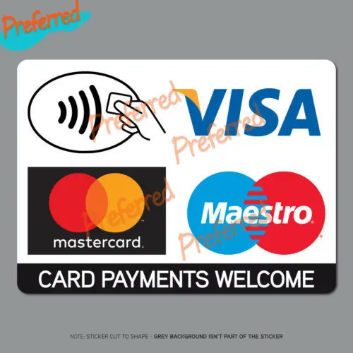 ملصق دفعات بطاقة تماس لبطاقة الائتمان تاكسي Shop VISA Mastercard للكوب أو الكمبيوتر المحمول أو شعار الباب الزجاجي أو ملصق السيارة #2
