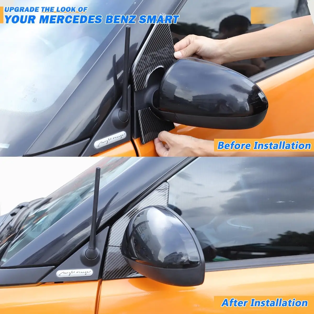 

ABS Carbon Rearview Mirror Side Spoiler Cover For Mercedes Benz Smart 451 Fortwo 2009-2015 Car Rearview Mirror Triangular Trim