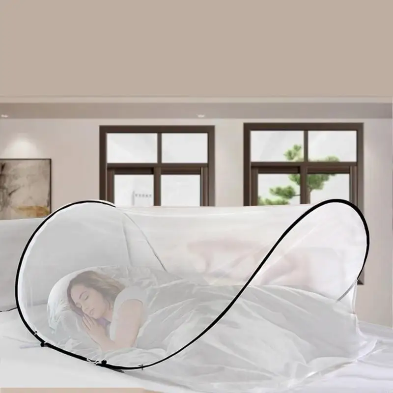 A5YC Tenda Kelambu Perjalanan Luar Ruangan Kain Jaring Portabel Jaring Lipat Tempat Tidur Tunggal untuk Tidur Luar Ruangan