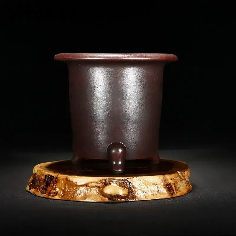 Chinese Yixing Purple Sand Flower Pot Ceramic Green Plant Office Table Three-Legged Succulent Flower Pot Home Bonsai Decoration