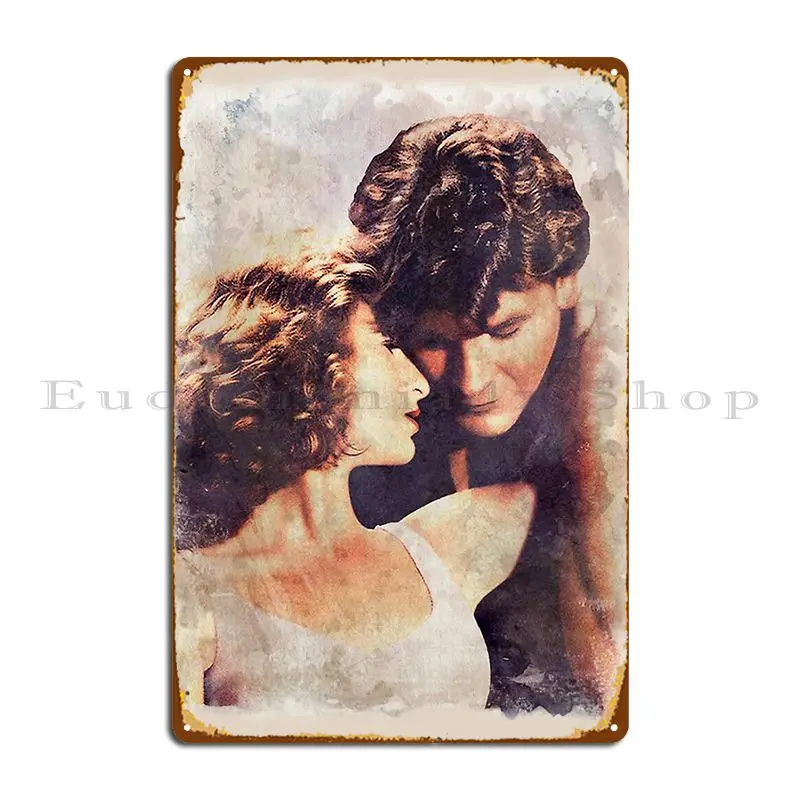 Jhonny And Babe Dirty Dancing Watercolor D3 Metal Sign Home Design Bar Plaques Decoration Tin Sign Poster