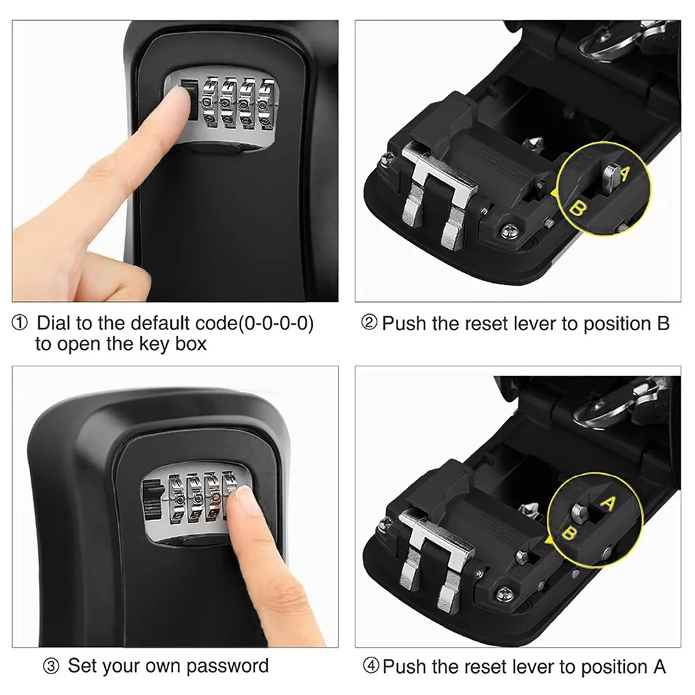 Imagem -05 - Key Lock Box para Exterior Resistente e Durável Lockbox para Casa Spare Keybox com Código Resettable para Garagem Doméstica