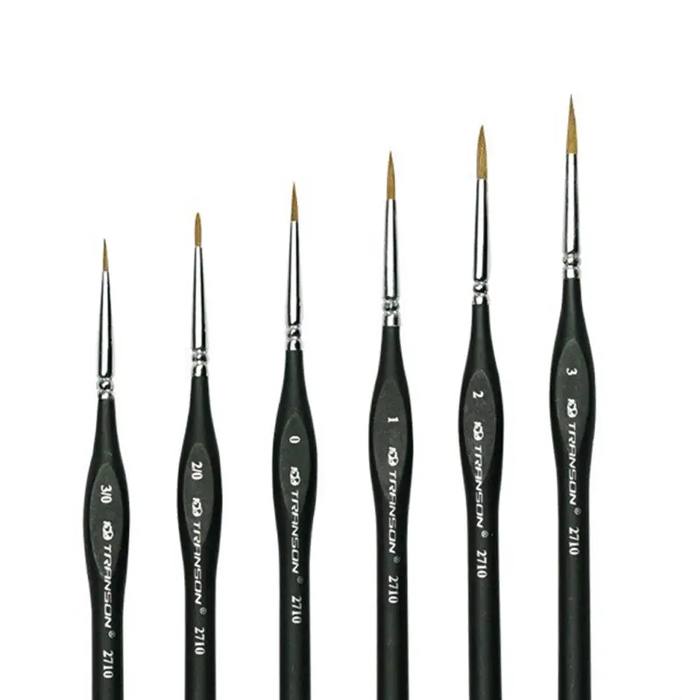 1pc Detail Paint Brush with Black Pole for Miniature Watercolor Acrylic Oil Painting Drawing Liner Pen Painting Brush