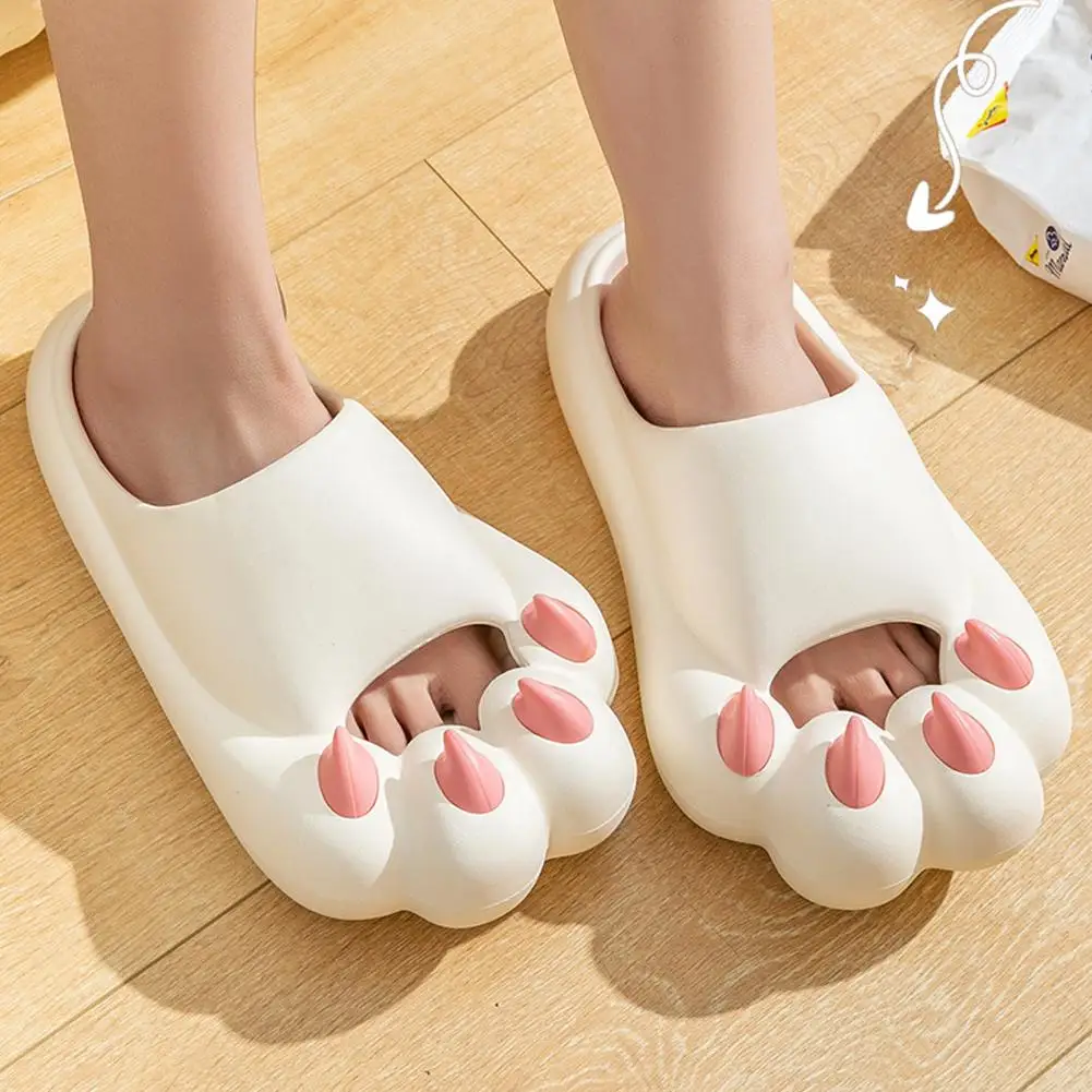 Cute Cat Paw Claw Slippers Cloud Senses Women Slippers Indoor Outdoor Cartoon Cute Kawaii Summer Beach Soft Non Slip Flip Flops