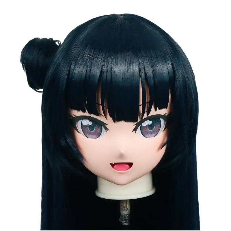 

(C008) Индивидуальная маска на всю голову Crossdressing с корпусом, силиконовая аниме Lovelive Tsushima Yoshiko, маска кигуруми, косплей