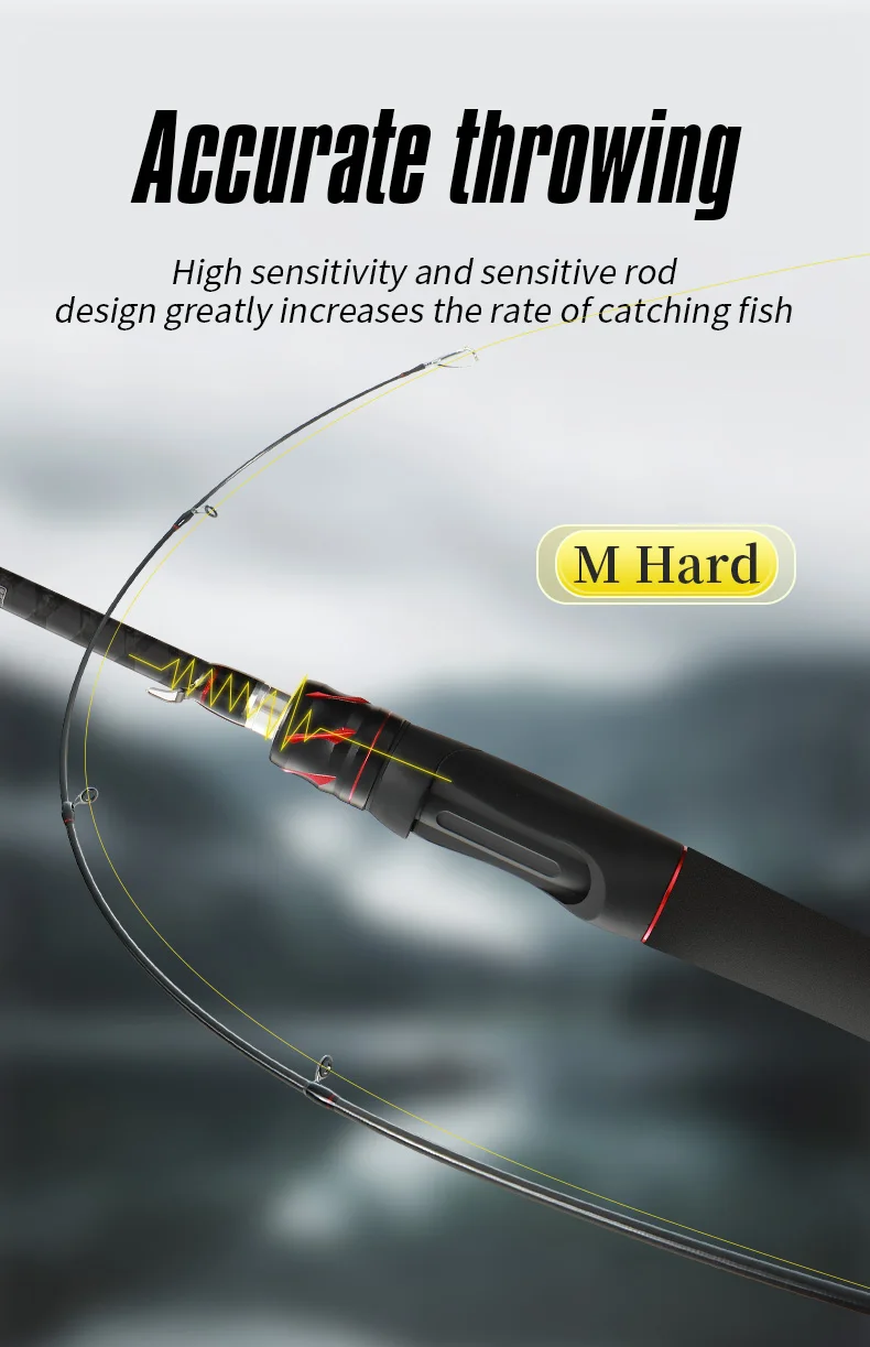 ROLLFISH Power M Spinning Casting Carbon Faser Köder Angelrute 1,8-2,7 M Süßwasser Salzwasser Bass Angelrute Schnelle wirkung – Detail 6