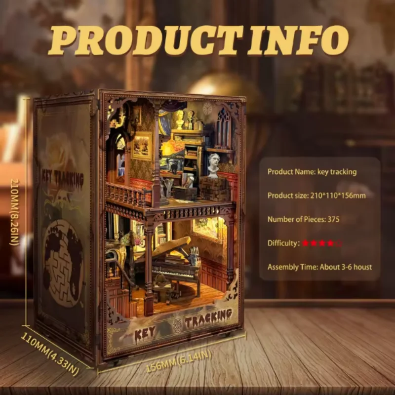 OUZEY Antique Marionette Stage DIY، غلاف خشبي ثلاثي الأبعاد مع مفتاح مخفي، نموذج غامض للمراهقين #2