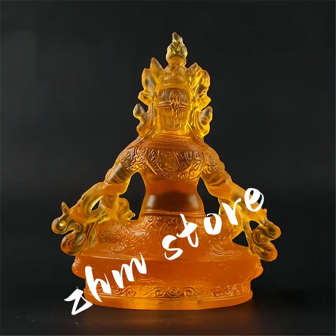 14.5cm Yellow Resin Jambhala/Tsanbala Buddhist Buddha Statue/Figurine Home Putting Decorate Ornaments