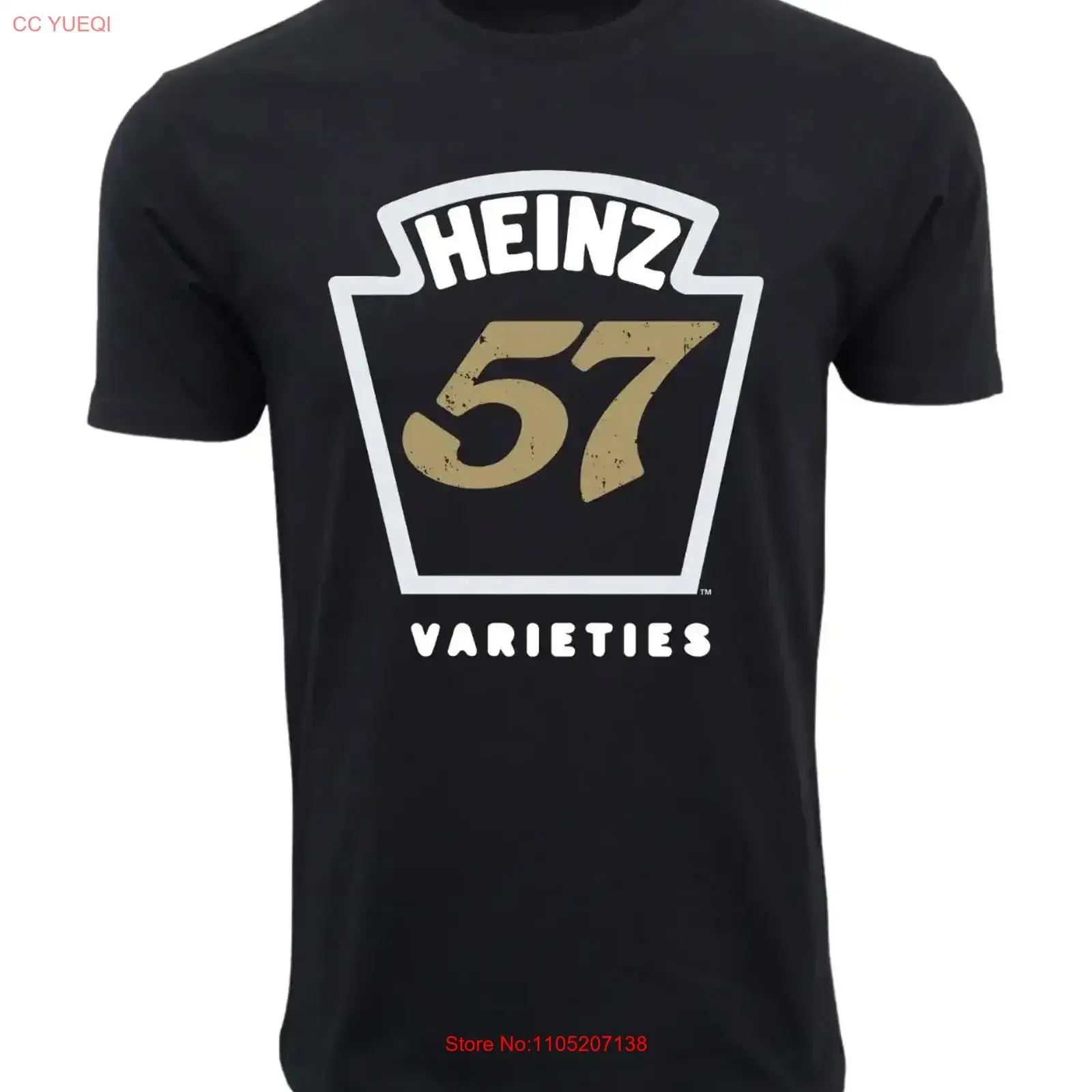Camiseta HEINZ 57 VARIETIES, Top lavado vintage para uso diario, transpirable, informal, gráfico ligeramente a la moda para hombre vintage