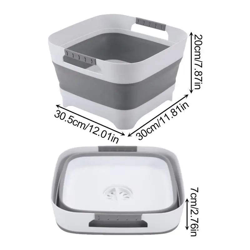 Foldable Wash Basin Bottle Basin For Sink Soaking Multi-Purpose Dishpan With Ergonomic Handle Space-Saving Basket Foldable For