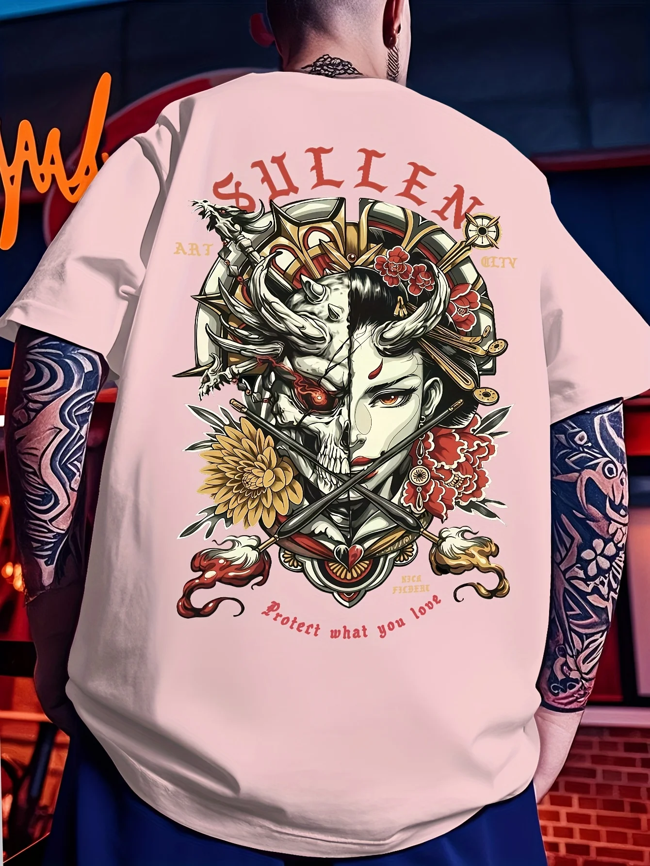 تي شيرت رجالي من Sullen Clothing Nick Filbert Standard تي شيرت وشم فني جرافيك تي شيرت مزدوج الوجه مزين بالزهور ملابس الشارع الشهير صيفي بأكمام قصيرة