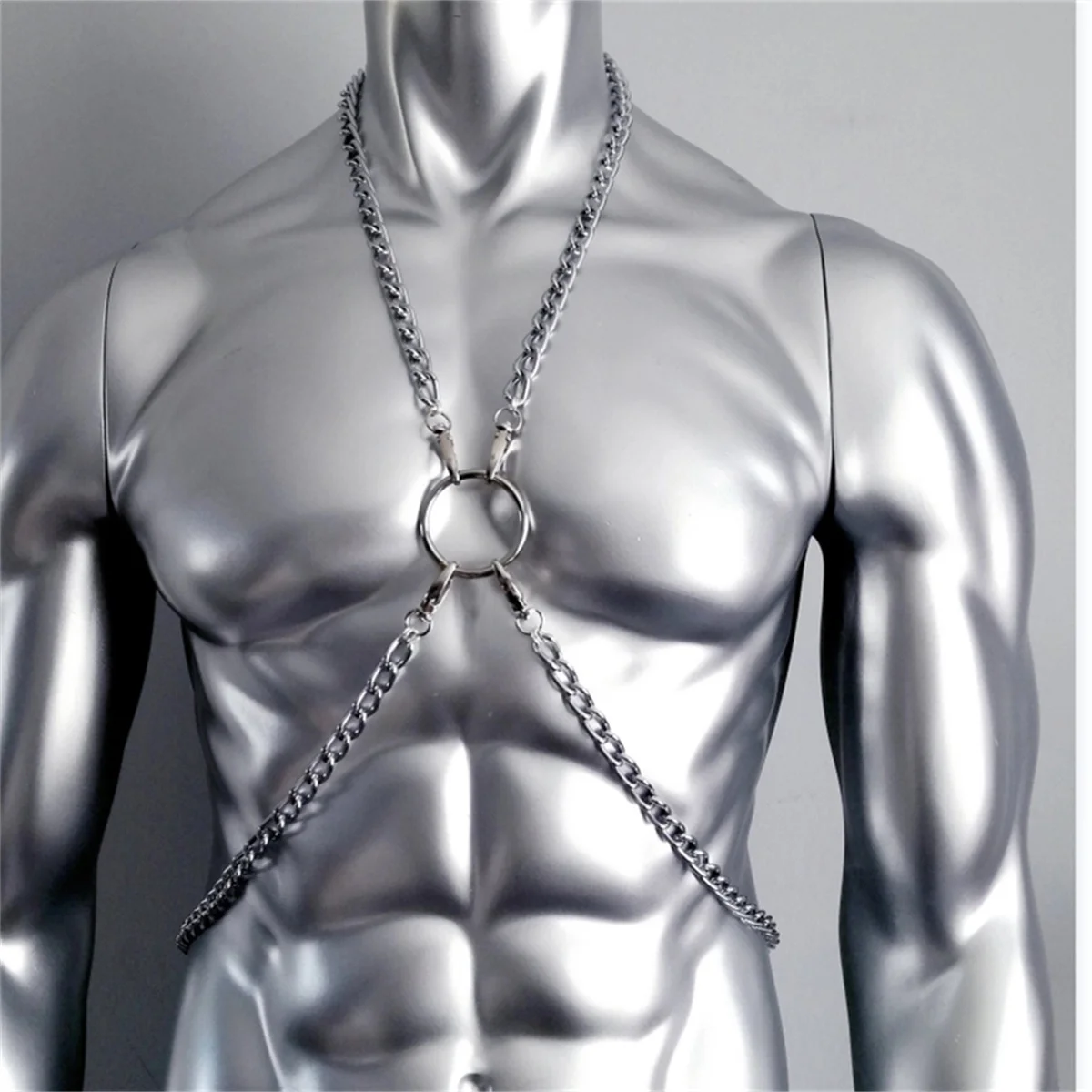 Gothic Body Harness Chain Men Fashion Metal Punk Leather Tops Chest Jewellery Accessories Bondage Fashion Party Nightclub Straps