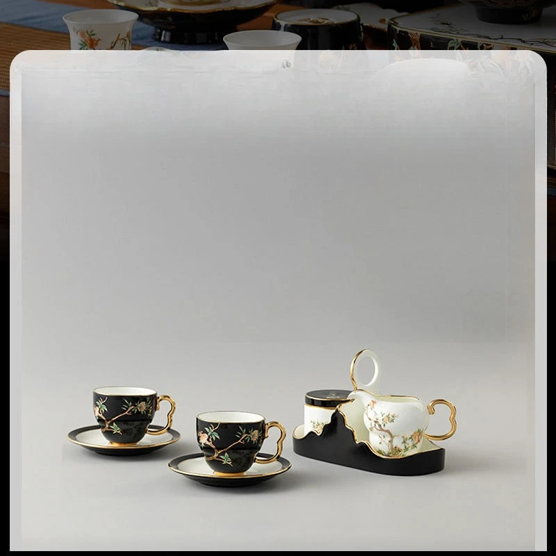 Pomegranate Home Ceramic Cup 8 Head Coffee Cup Saucer Set