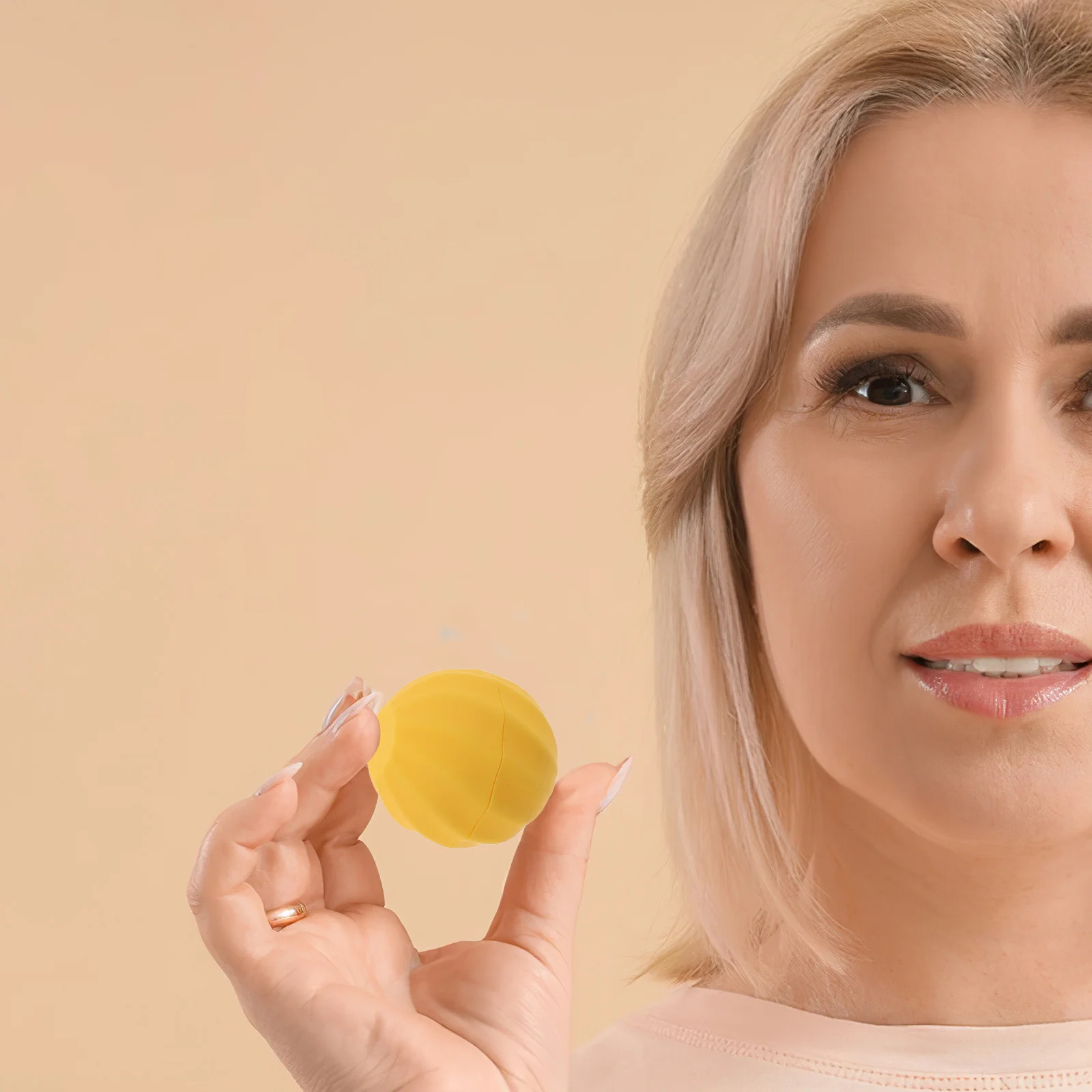 

5Pcs Spherical Lip Balm Containers Empty Refillable Plastic Tubes for DIY Lip Gloss Custom Makeup Portable Round Case Yellow