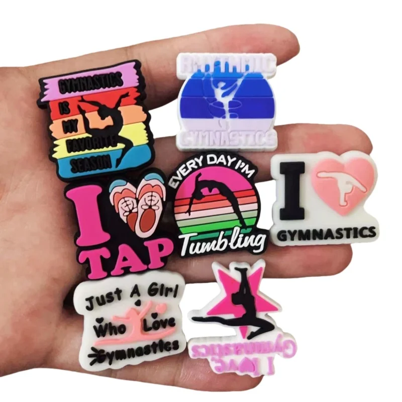 25 قطعة من إكسسوارات أحذية الجمباز - ملحقات PVC المزخرفة بطابع الجمباز لـ Crocs - هدايا للعطلات والمناسبات الخاصة