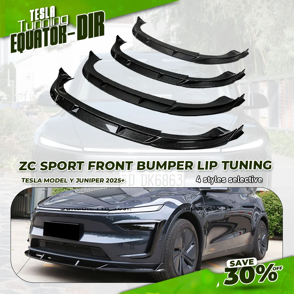 

ZC Front Bumper Kits for Tesla Model Y Juniper 2025+ Front Lip with Wind Blade Trim & Side Skirts Glossy Black Body Kits Set