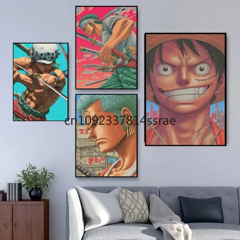 

Classic One Piece Picture Home Decor MonkeyD Luffy Modular Canvas Painting Modern Printed Poster Wall Artwork Children Gifts