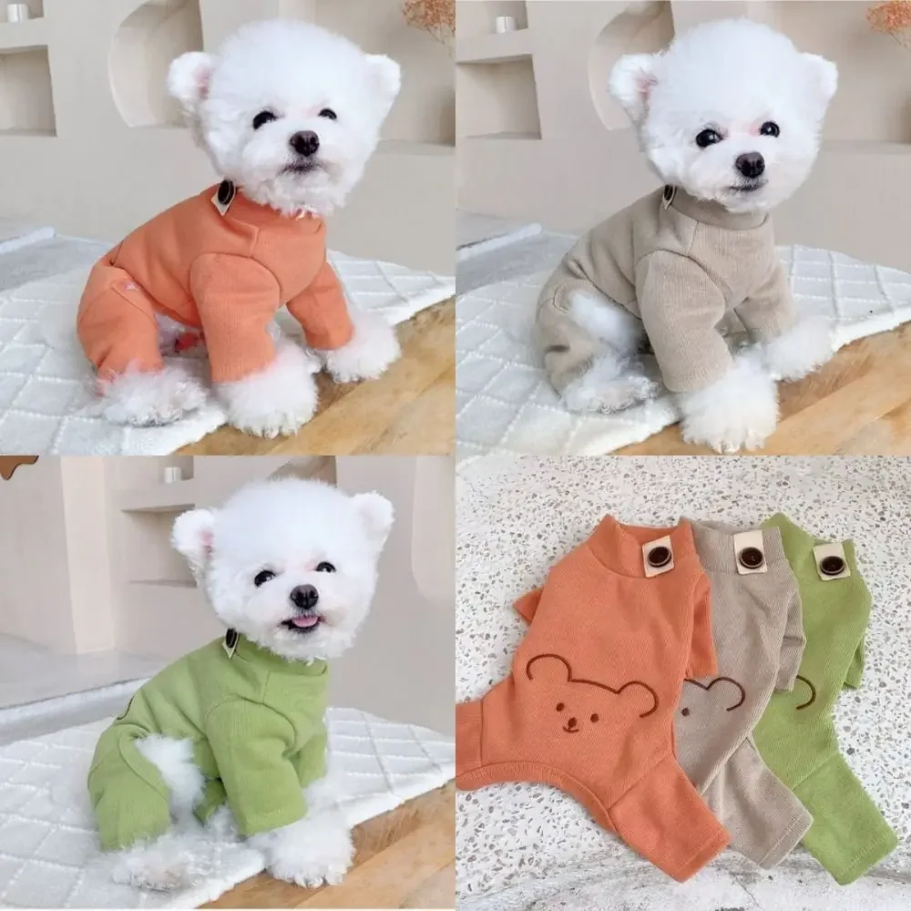 

Модная одежда с плюшевым мишкой для домашних животных, базовая рубашка, пижама для собак, весенний комбинезон, пальто, одежда для шнауцера, кошки, щенка, маленькая собака