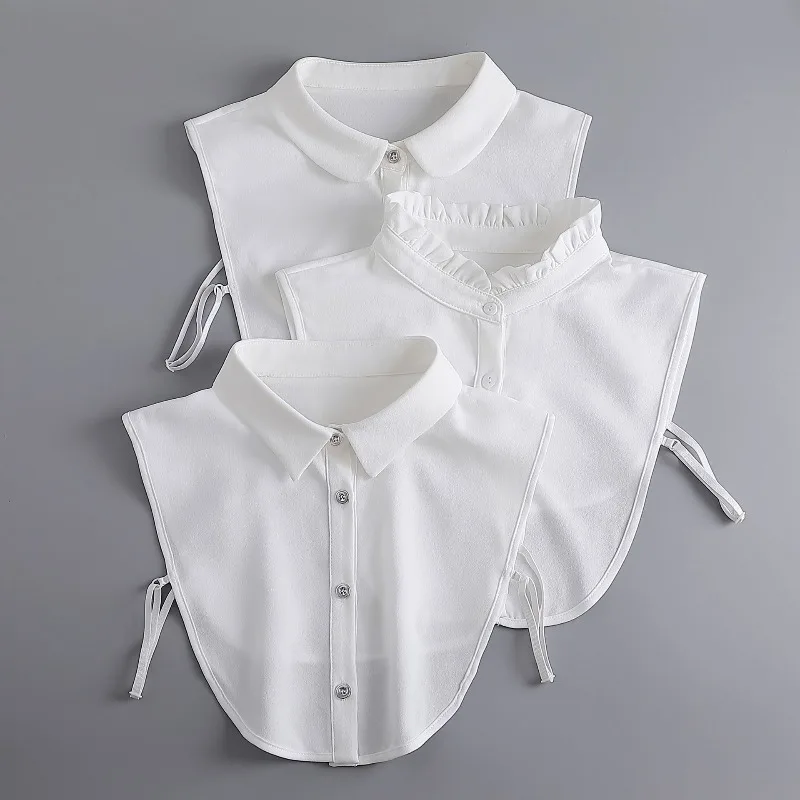 Ruffled-edge Pointed  Square  Women's Fall-winter Blouse Stand-up Professional Ollar Style Fake Collar