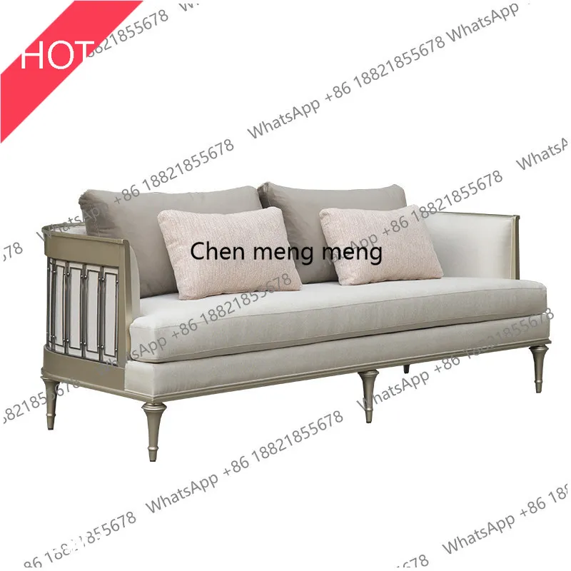 03A Exquisite frame modern American light luxury single chair piano keys simple solid wood fabric living room casual 3-person so