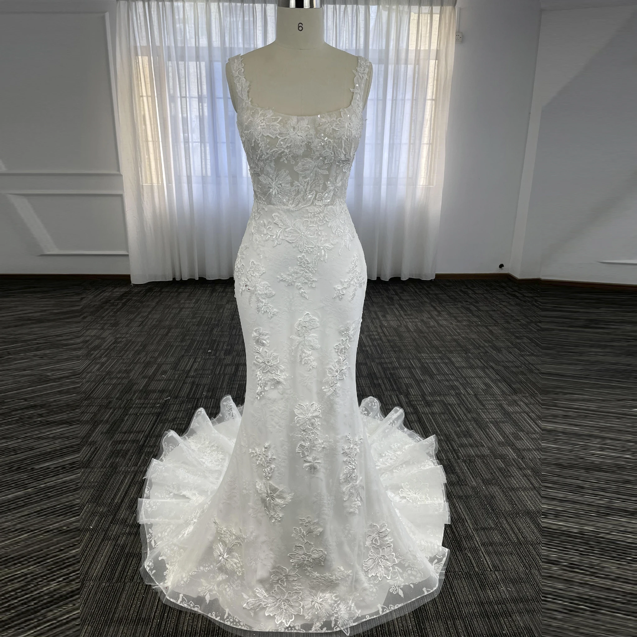 Rosymae luxe zeemeermin trouwjurk vierkante hals backless jurk voor bruiden vestidos de boda y novia