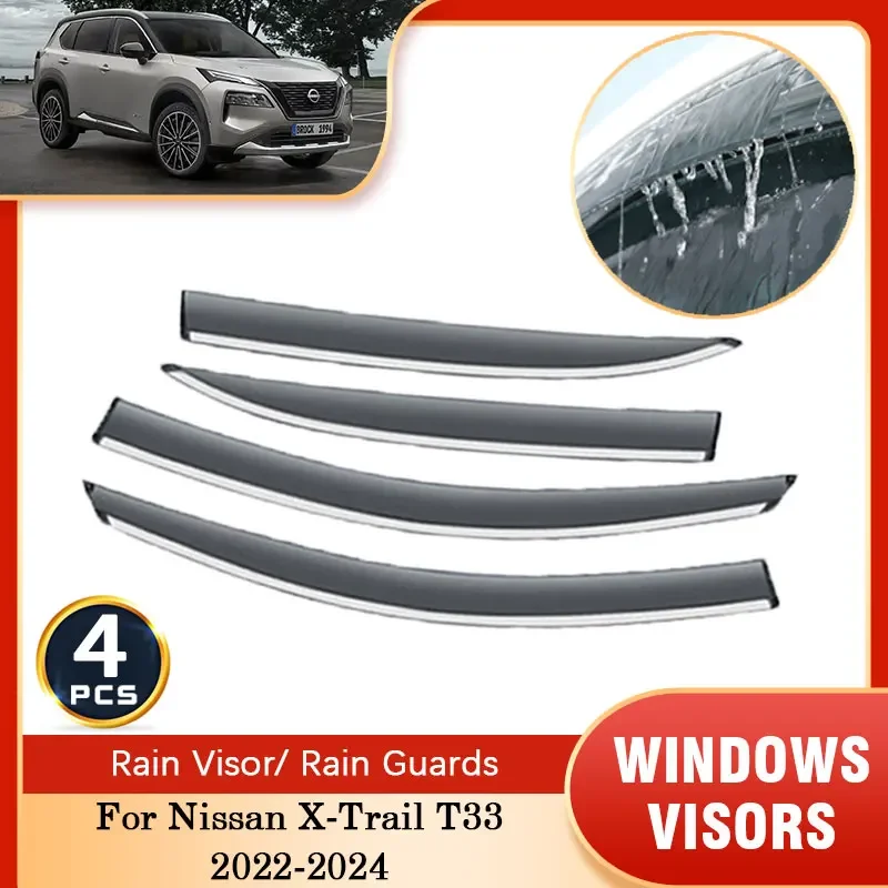 

For Nissan X-Trail X Trail XTrail Rogue T33 2022 2023 2024 Car Side Windows Visors Windshield Deflectors Guards Cover Accessorie