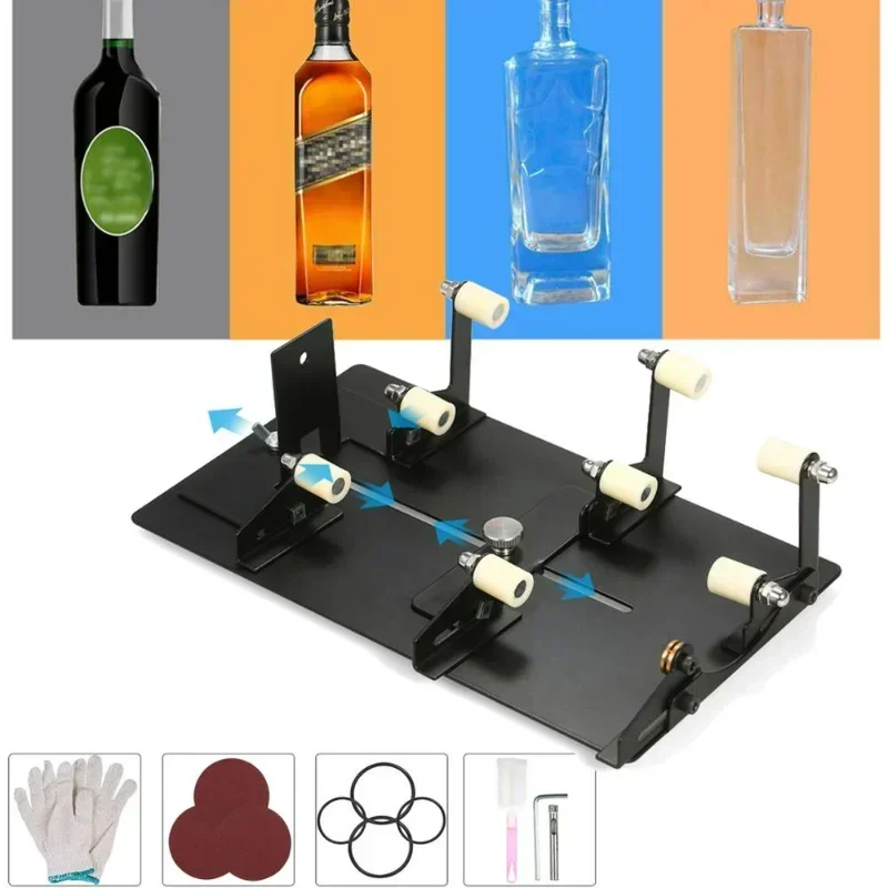 Bottle Cutter Glass Bottle Square/Round Wine Beer Glass Sculptures Cutter for DIY Glass Cutting Machine Metal Pad Bottle Holder