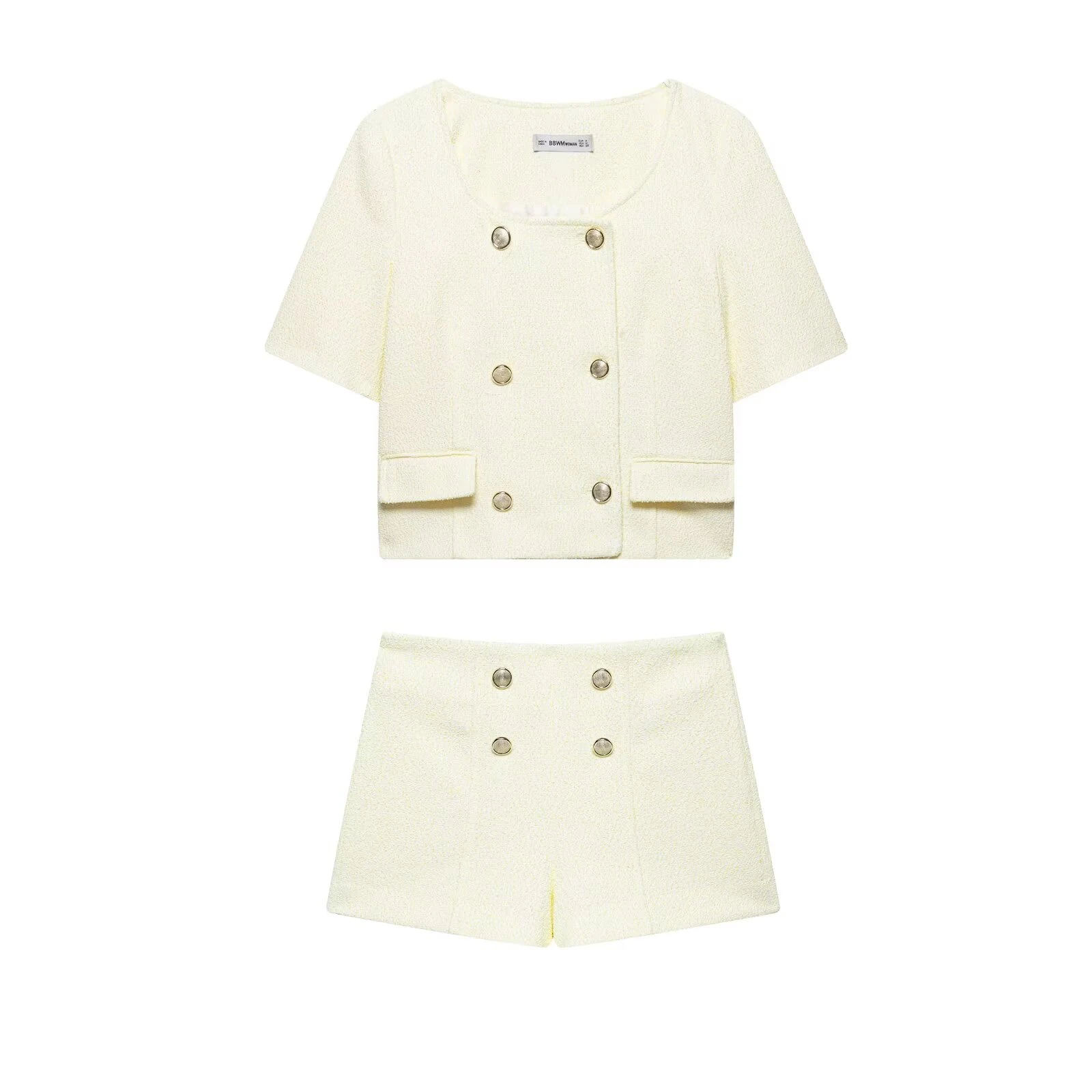 Abito da donna Estate 2025 Nuovo Khaki Contrasto Manica corta Risvolto Pantaloncini Set Nobile socialite Moda Sommuting