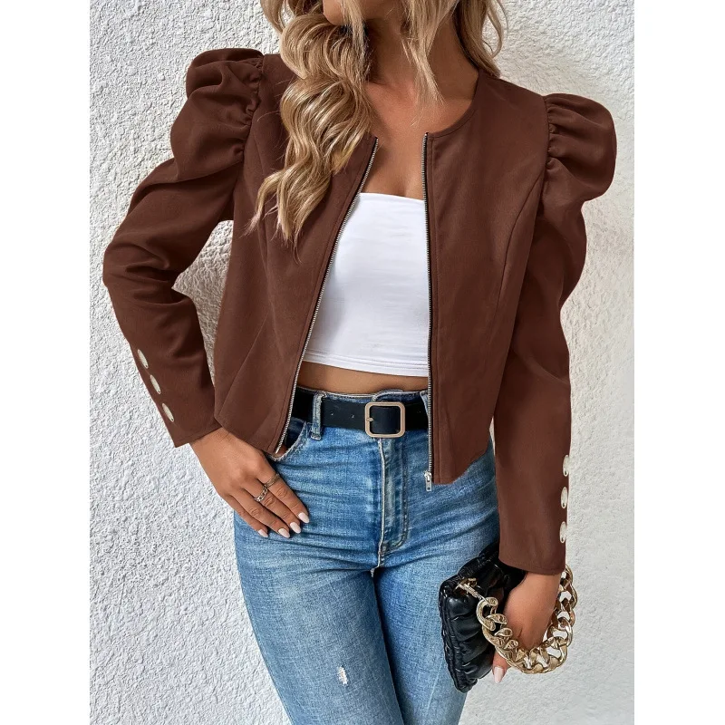

Women's Bubble Sleeve Coat Short Outerwear Spring 2026 Other Style 100% Other Material Fashion Ladies Premium Cross-Border