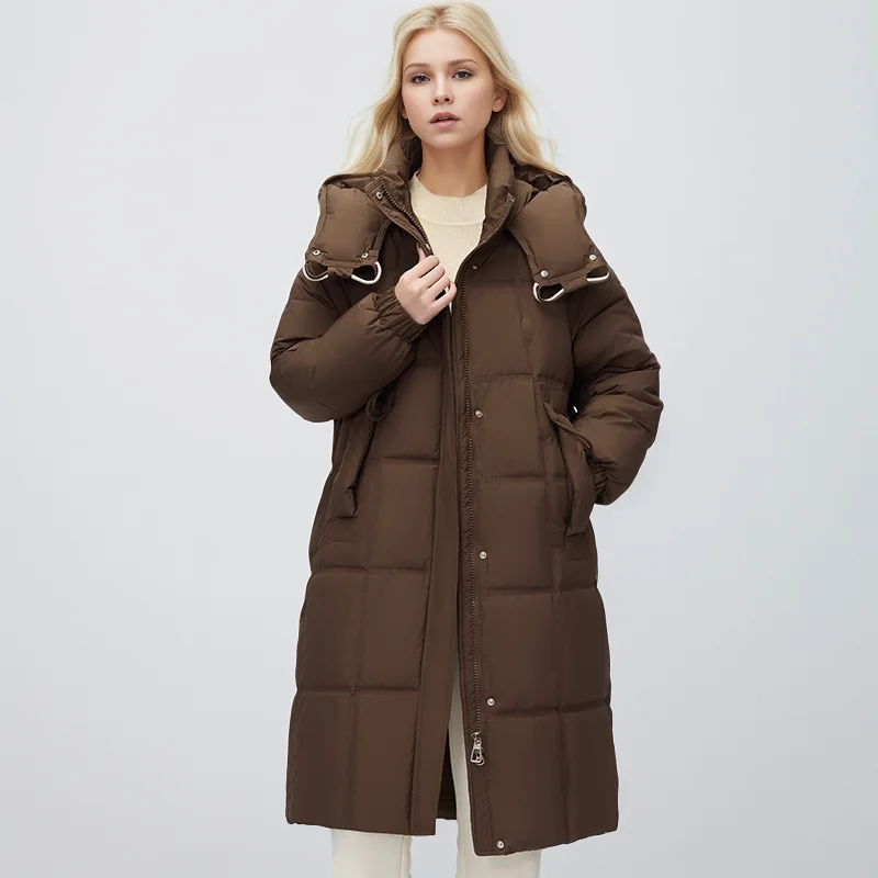 YJKDYK Winter Women's Long Over-the-knee Cotton Jacket Female Pure Color Collar High Collar Warm Parkas Coats Women's Clothing