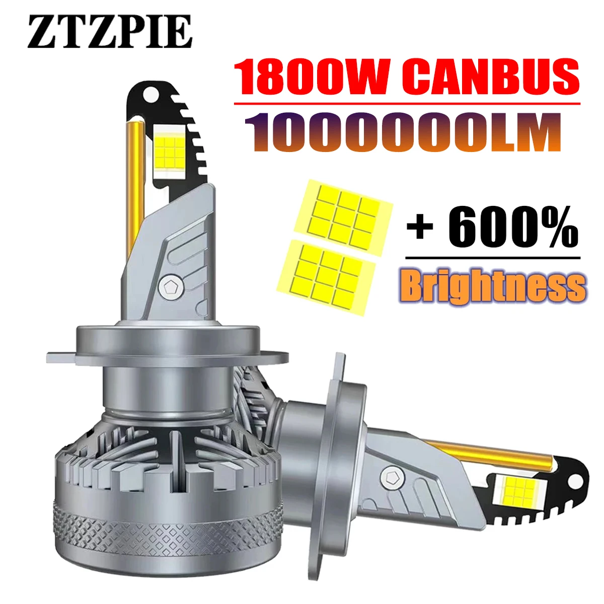 

ZTZPIE 6000K HB3 HB4 9005 9006 H1 H7 H4 H11 Лампа светодиодная CSP 7750 Высокомощная автомобильная фара Противотуманная фара 18 ядер 1800 Вт 1000000 LM