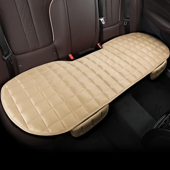 1 pièce de poils courts brodés à carreaux sans dossier, chaud et confortable, coussin de voiture universel avec sac de rangement, adapté
