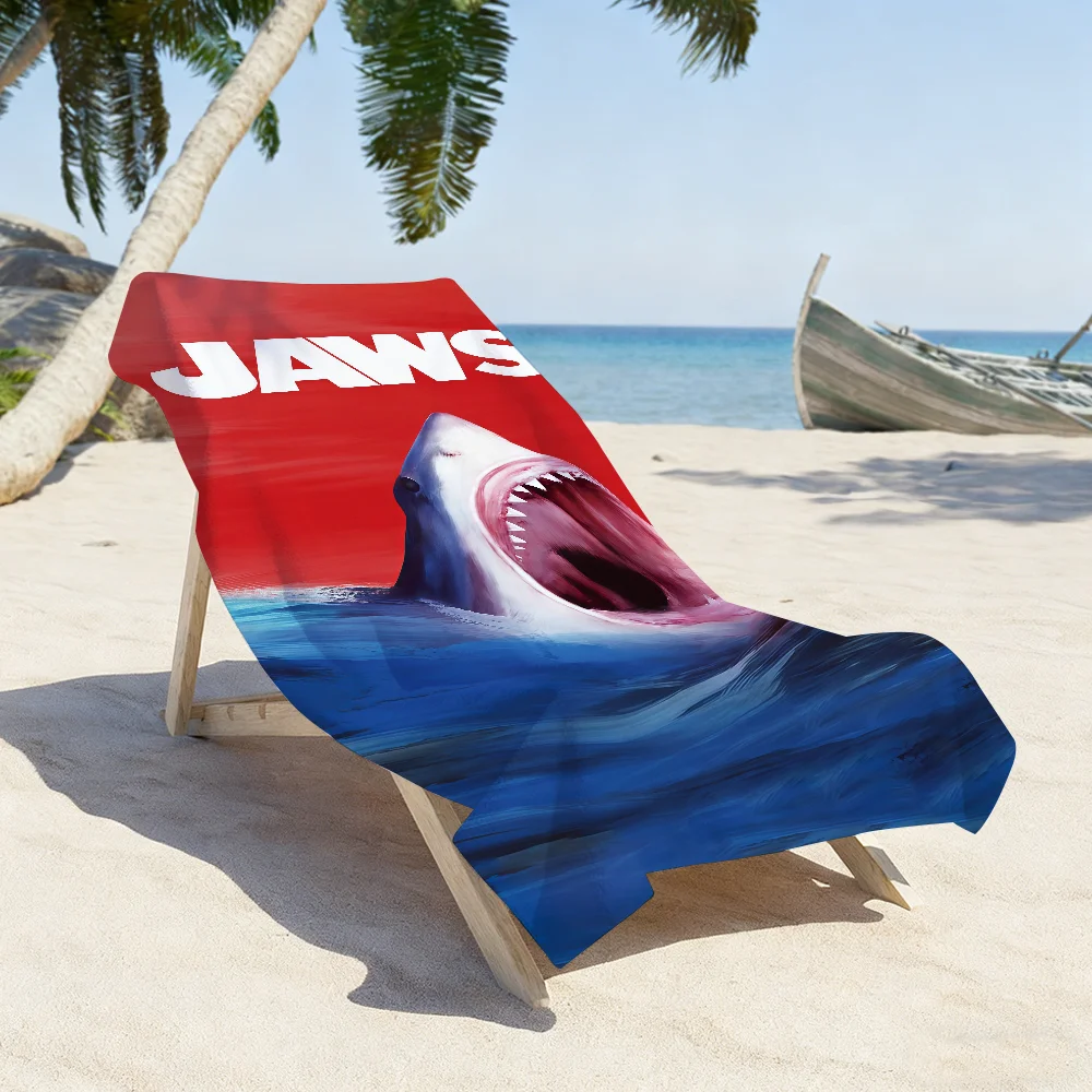 Classic Film J-Jaws Ocean Towel Sports Quick Dry Travel Camping Gear Sandproof Soft Light Large Beach Towel