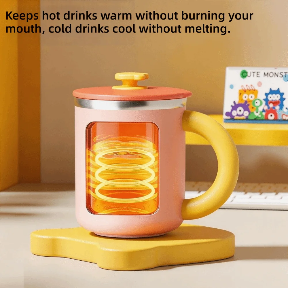 

New 304 Stainless Steel Portable Coffee Mug with Lid Handle Double Wall Insulated Insulated Cup Anti-scald Water Cup Office