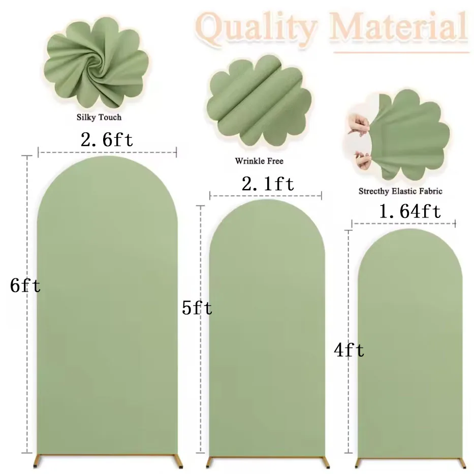 Wedding Arch Cover Set of 3 Spandex Fitted Arch Covers Stretchy Backdrop Stand Cover 4ft 5ft 6ft Balloon Arch Cover